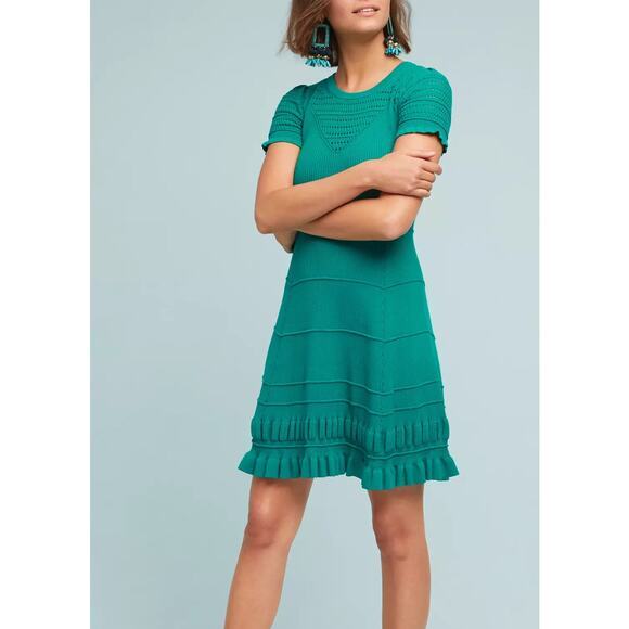 Anthropologie Dresses & Skirts - Anthropologie | Maeve Promenade Pointelle knit green Midi dress size Medium